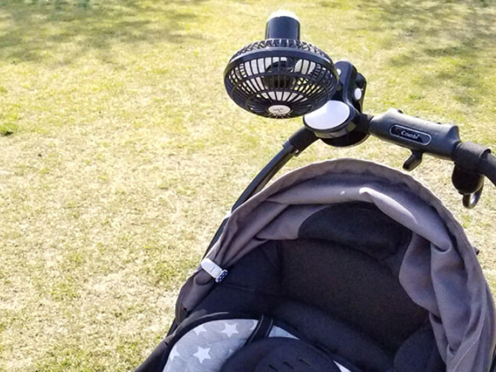赤ちゃんの熱中症対策に「ベビーカーにつけれる扇風機」