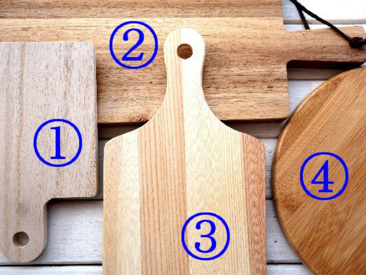 4種類の木製のカッティングボード
