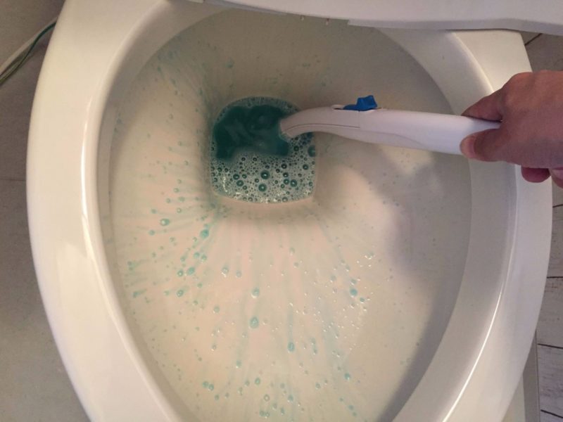 「流せるトイレブラシ」でトイレ内の水たまり掃除を掃除したら？