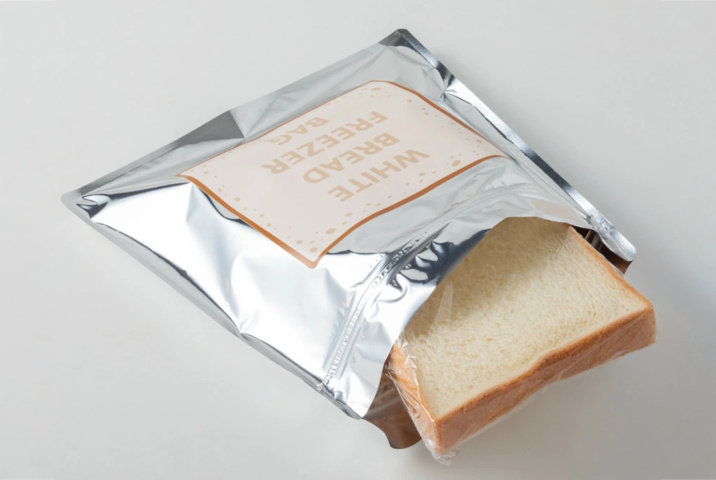 <p>食パンのおいしさをキープするアルミ製のチャック付き袋。保存開始の日付などをメモしておけるメモスペースがあります。</p>
